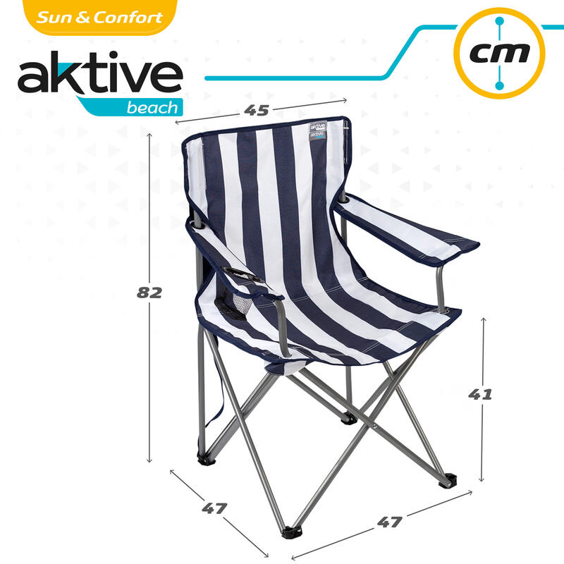 Chaise de camping pliante portative Outbound avec 2 porte-gobelets et