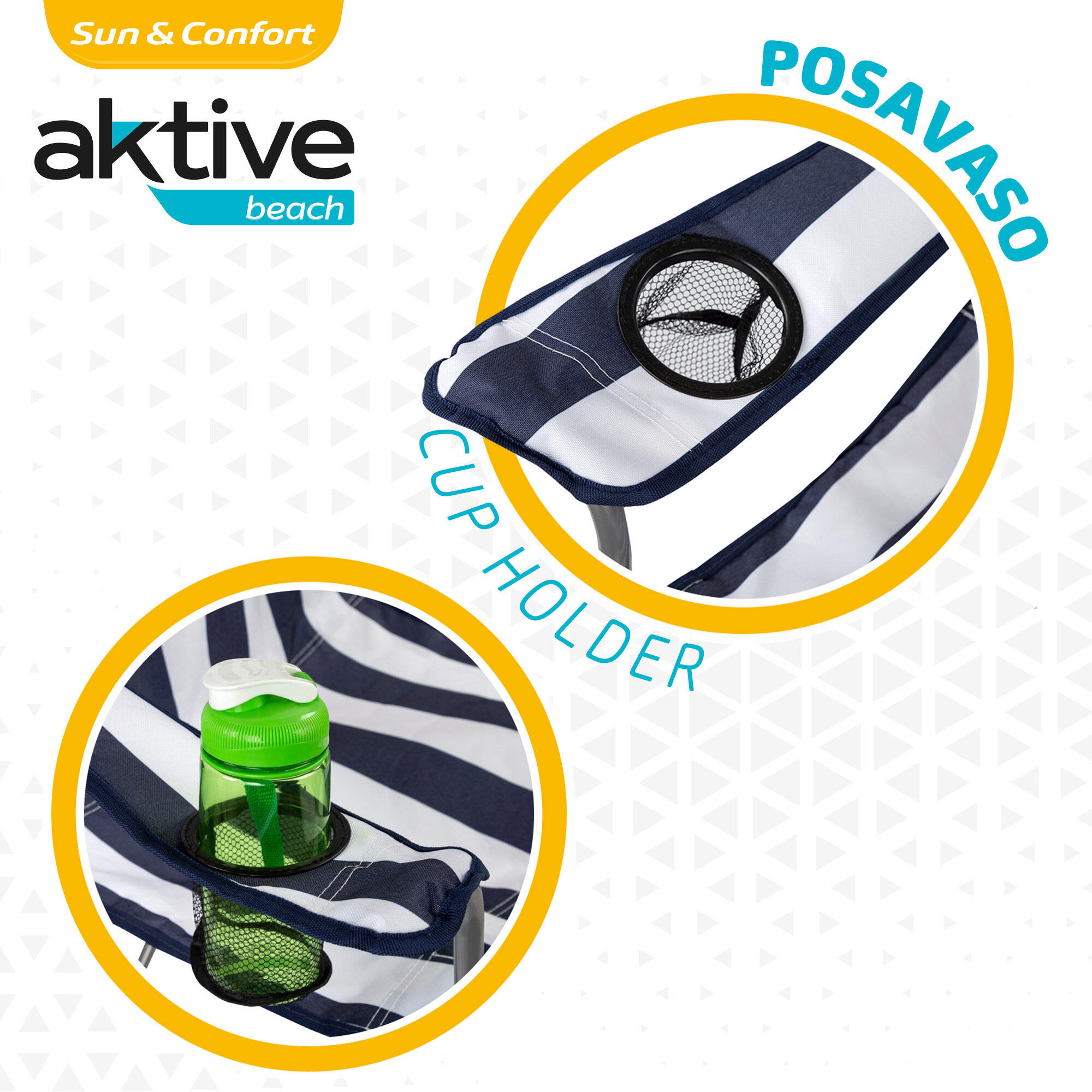 Sedia da campeggio pieghevole con portabicchieri Aktive 3/7