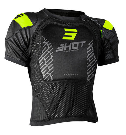 Gilet VTT Shot Manches Courtes - Trooper Noir/Jaune Fluo