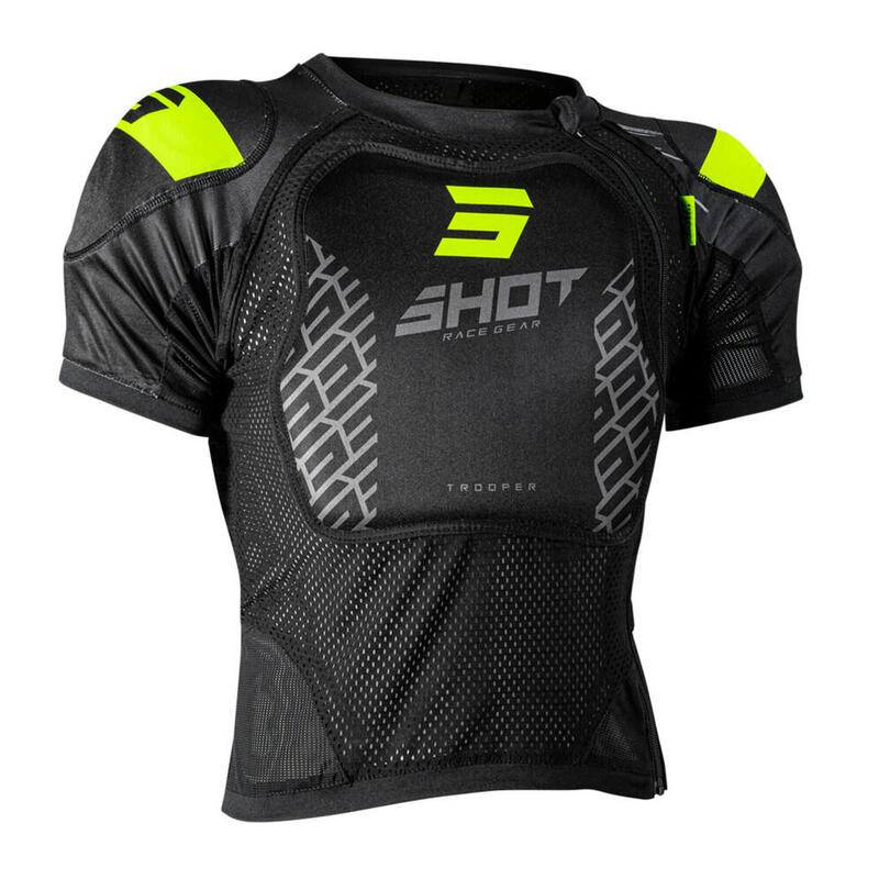 Gilet VTT Shot Manches Courtes - Trooper Noir/Jaune Fluo