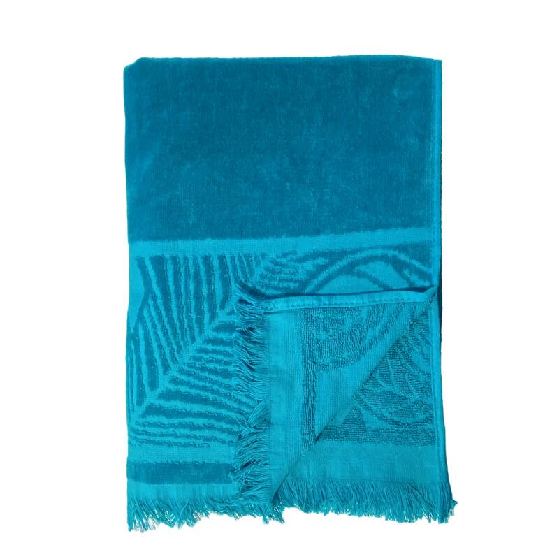 Serviette de plage éponge velours Jacquard ciselée Kariba 90x170 340g/m²