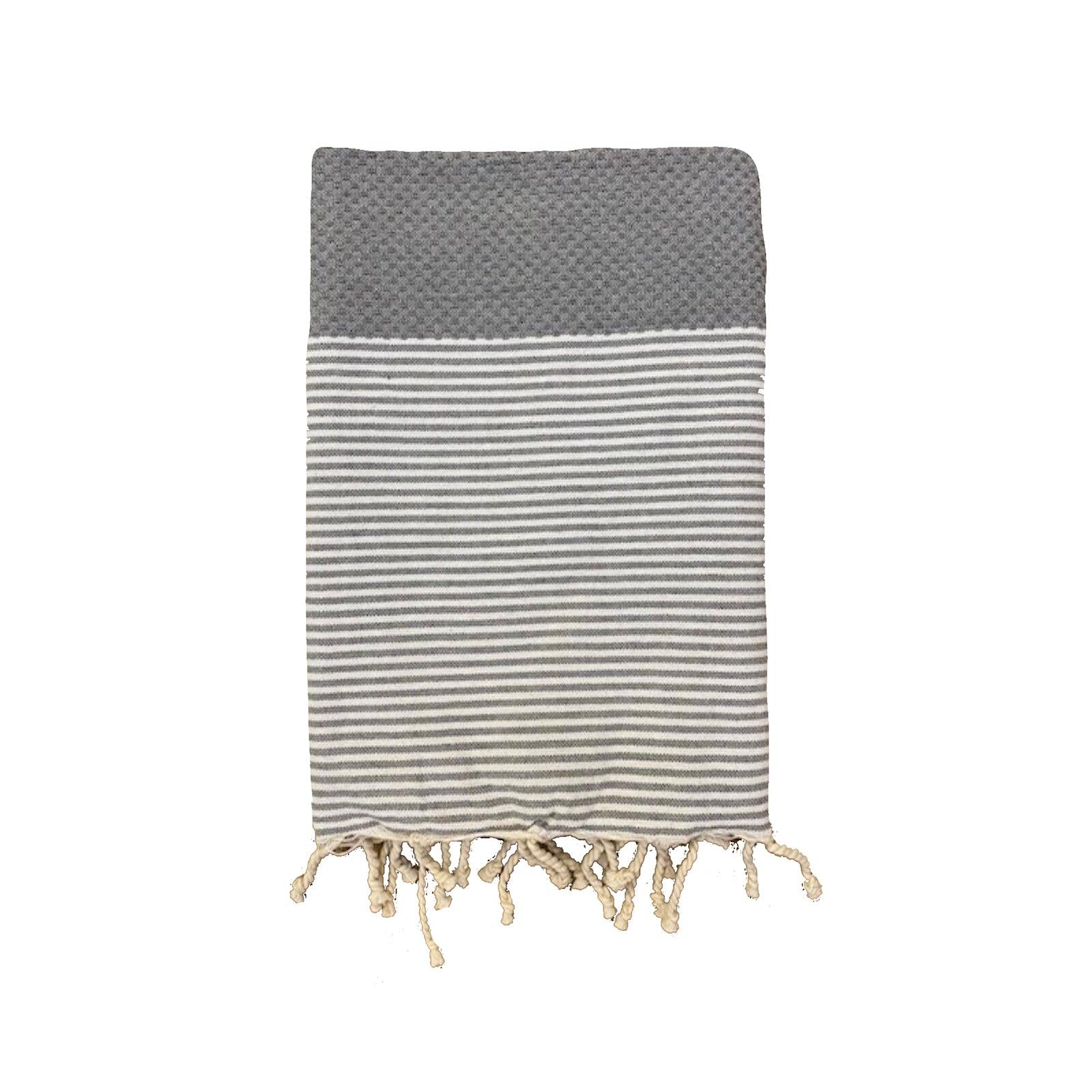 LE COMPTOIR DE LA PLAGE Hammamdoek Wafelstructuur Traditioneel Grijs 100x200 190g/m² - Mikanda Grijs