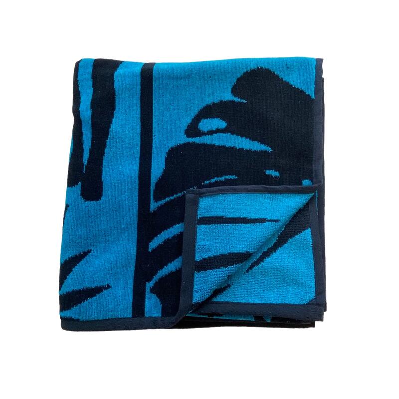 Serviette de plage éponge velours Jacquard Wapi 70x140 400g/m² bleu