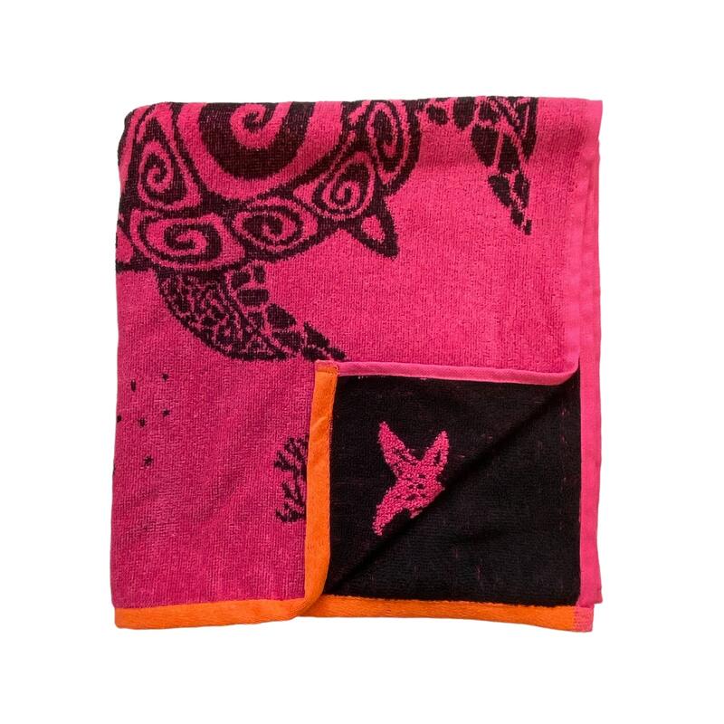 Serviette de plage éponge velours Jacquard Asha 70x140 400g/m² fuschia