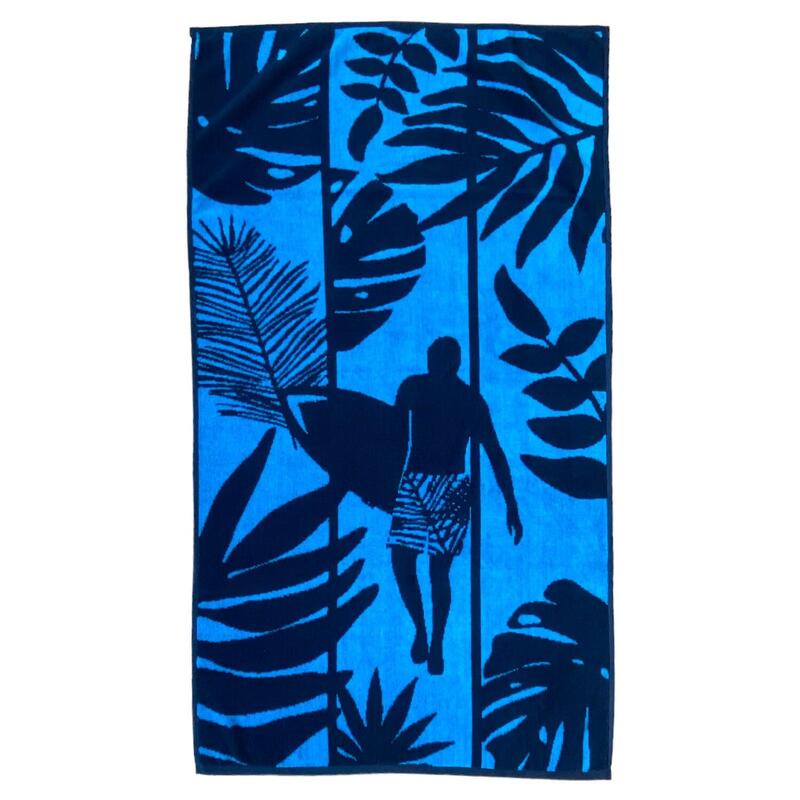 Serviette de plage éponge velours Jacquard Wapi 70x140 400g/m² bleu