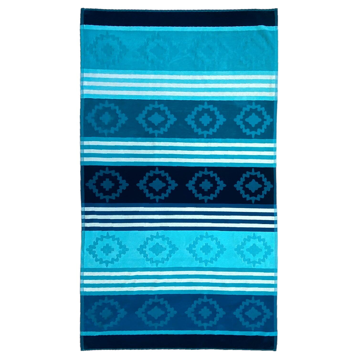 LE COMPTOIR DE LA PLAGE Toalha de praia Felpa Veludo Jacquard Azul 90x170 340g/m² - Razao