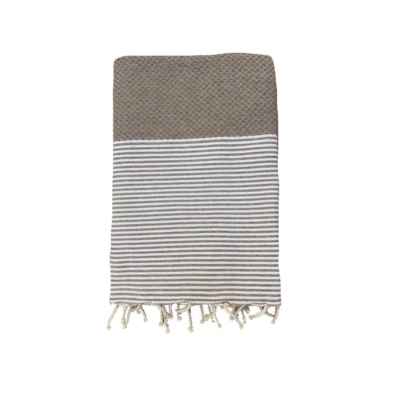 Fouta traditionnelle Mikanda Taupe 100x200 190g/m²