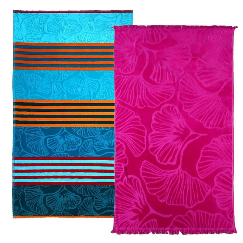 Pack Serviettes de plage éponge velours Jacquard Fiorito Manzanillo - Taille L