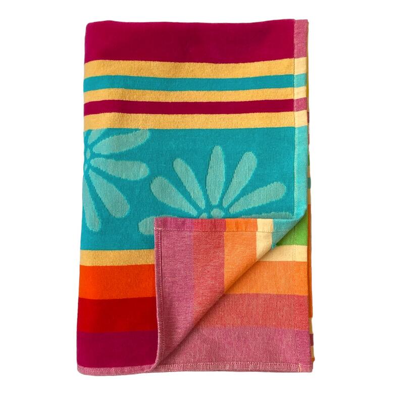 Serviette de plage éponge velours Jacquard ciselée Bloma 90x170 340g/m²