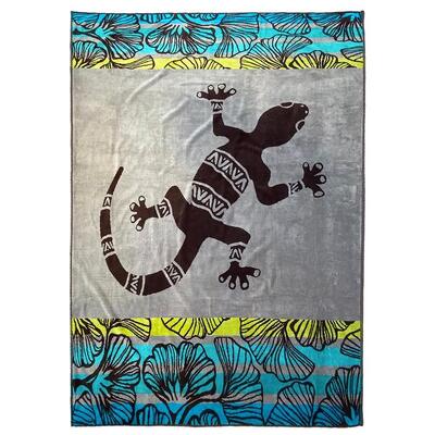 XL-Strandtuch aus Veloursfrottee Jacquard Blau 140x180 400g/m² - Lazare