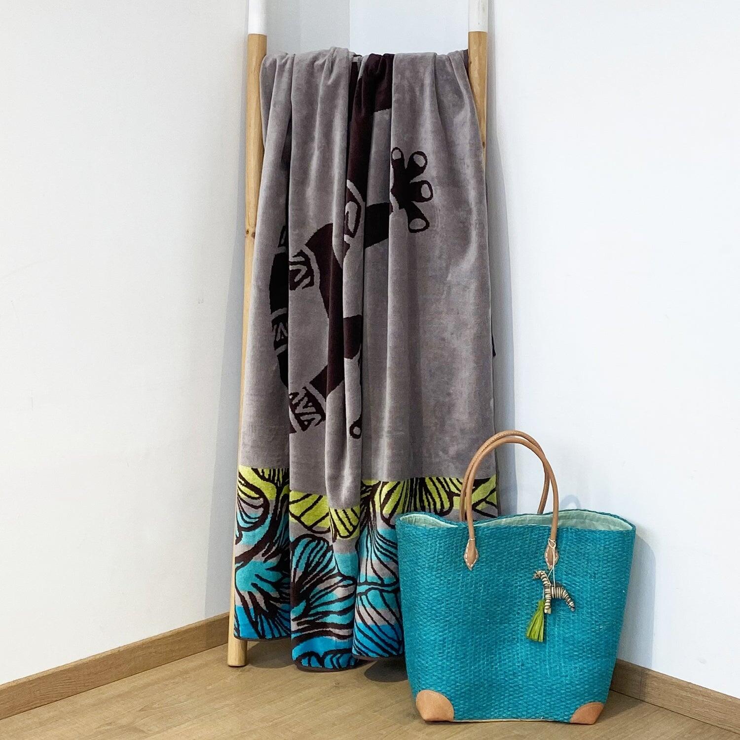 Serviette de plage XL éponge velours Jacquard - Lazare - 140x180cm - 400g/m² 2/3