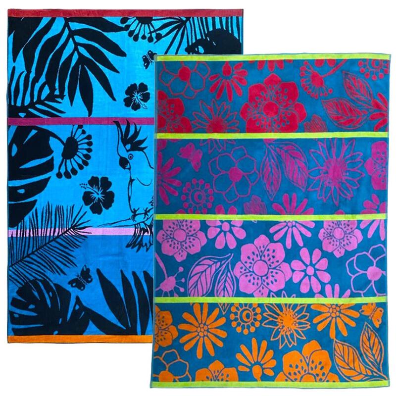 Pack Serviettes de plage éponge velours Jacquard Kala Samana Taille XL