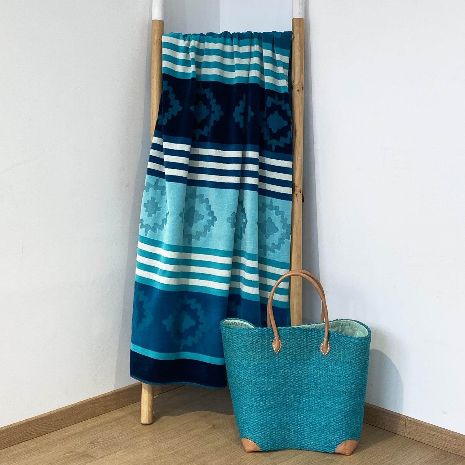 Serviette de plage éponge velours Jacquard ciselée - Razao - 90x170cm - 340g/m² 2/2