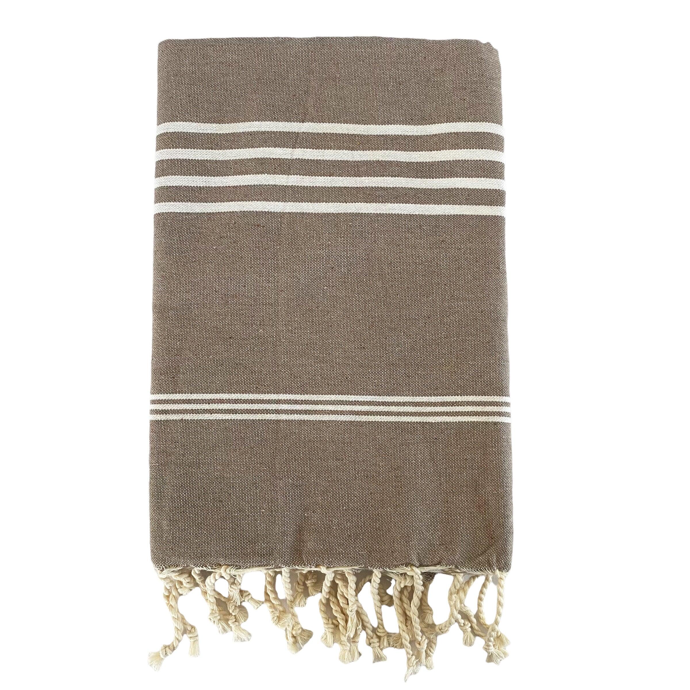 LE COMPTOIR DE LA PLAGE Traditionele Hamamdoek Kolora Taupe 100x200 190g/m² (1,5lbs)