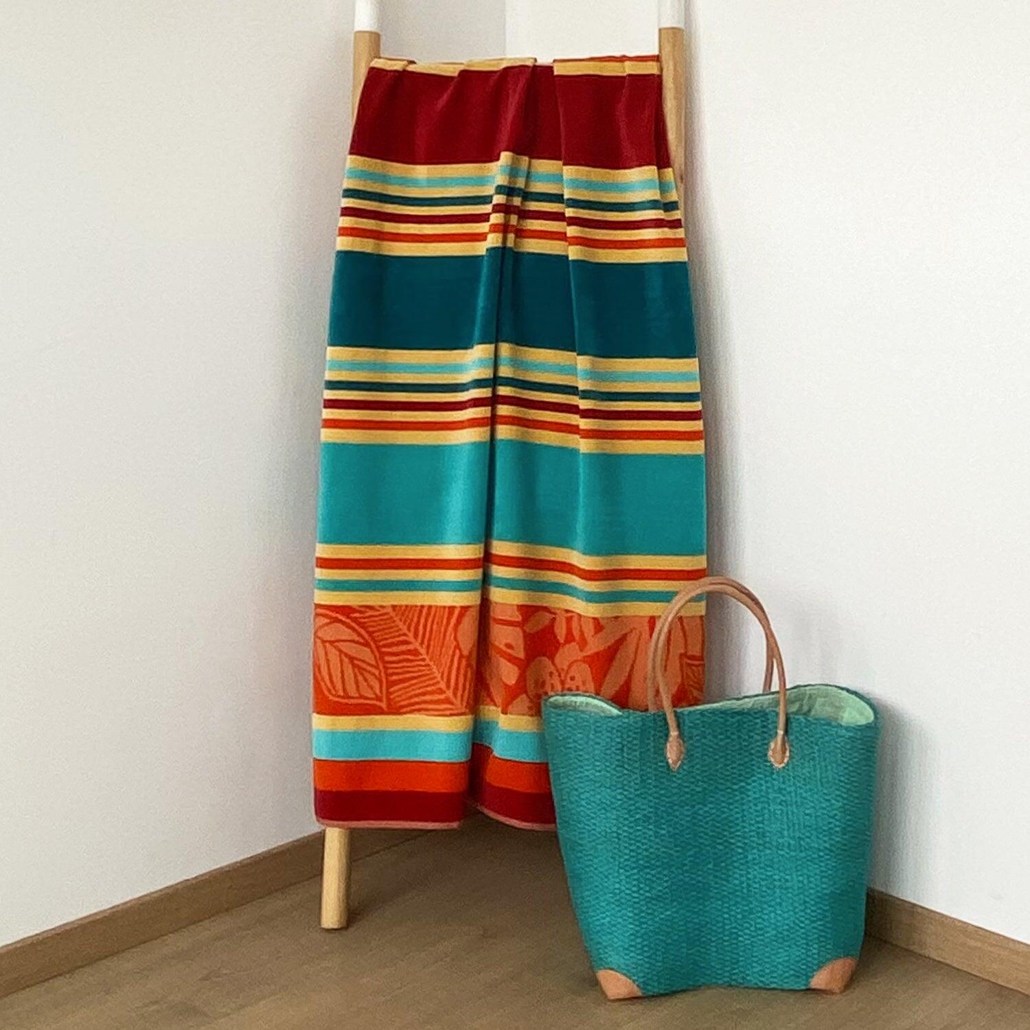 Strandtuch Frottee Velours Jacquard Multicolor 90x170 340g/m²