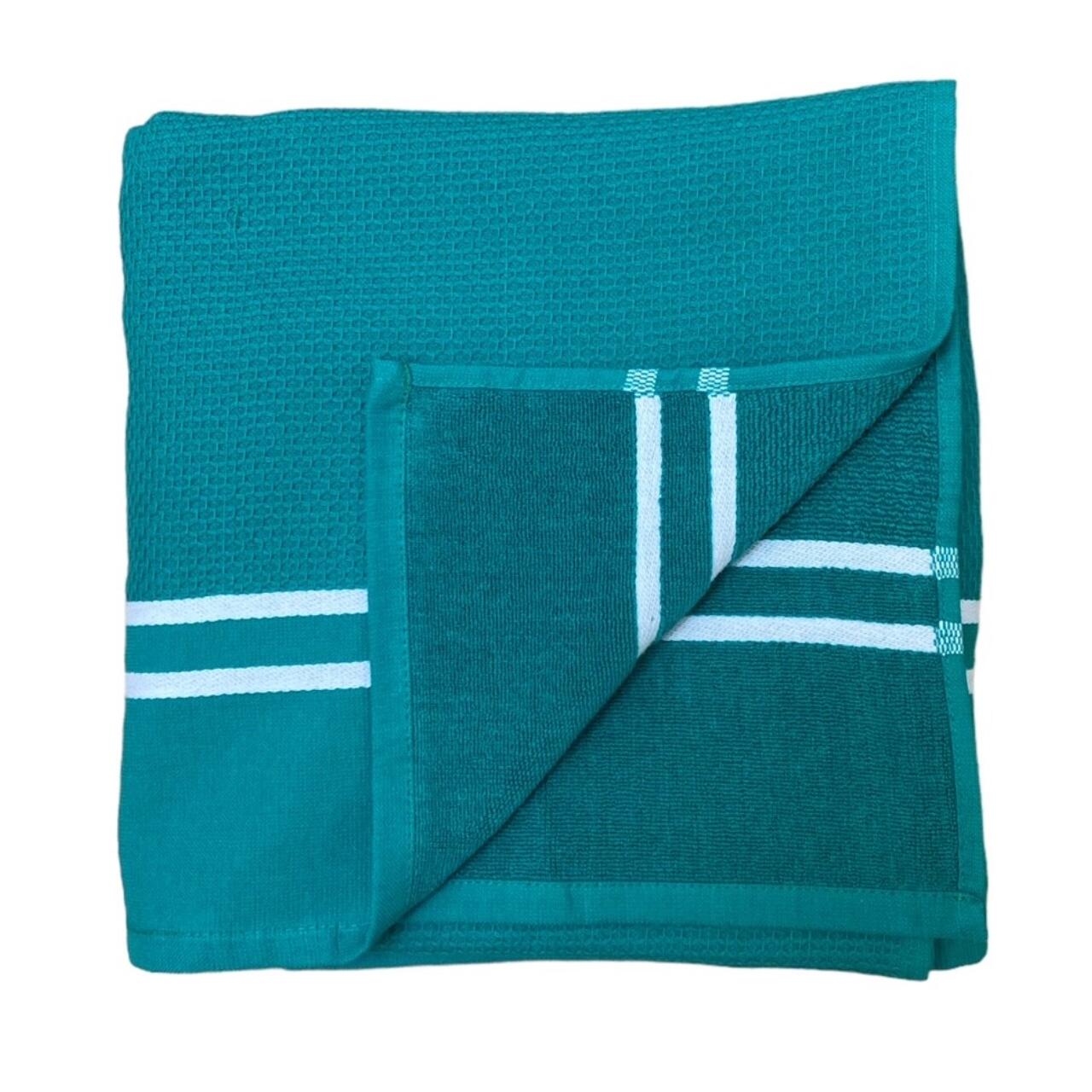 Fouta met badstof voering - Waffle Groen - 90x170cm - 355g/m² 3/3