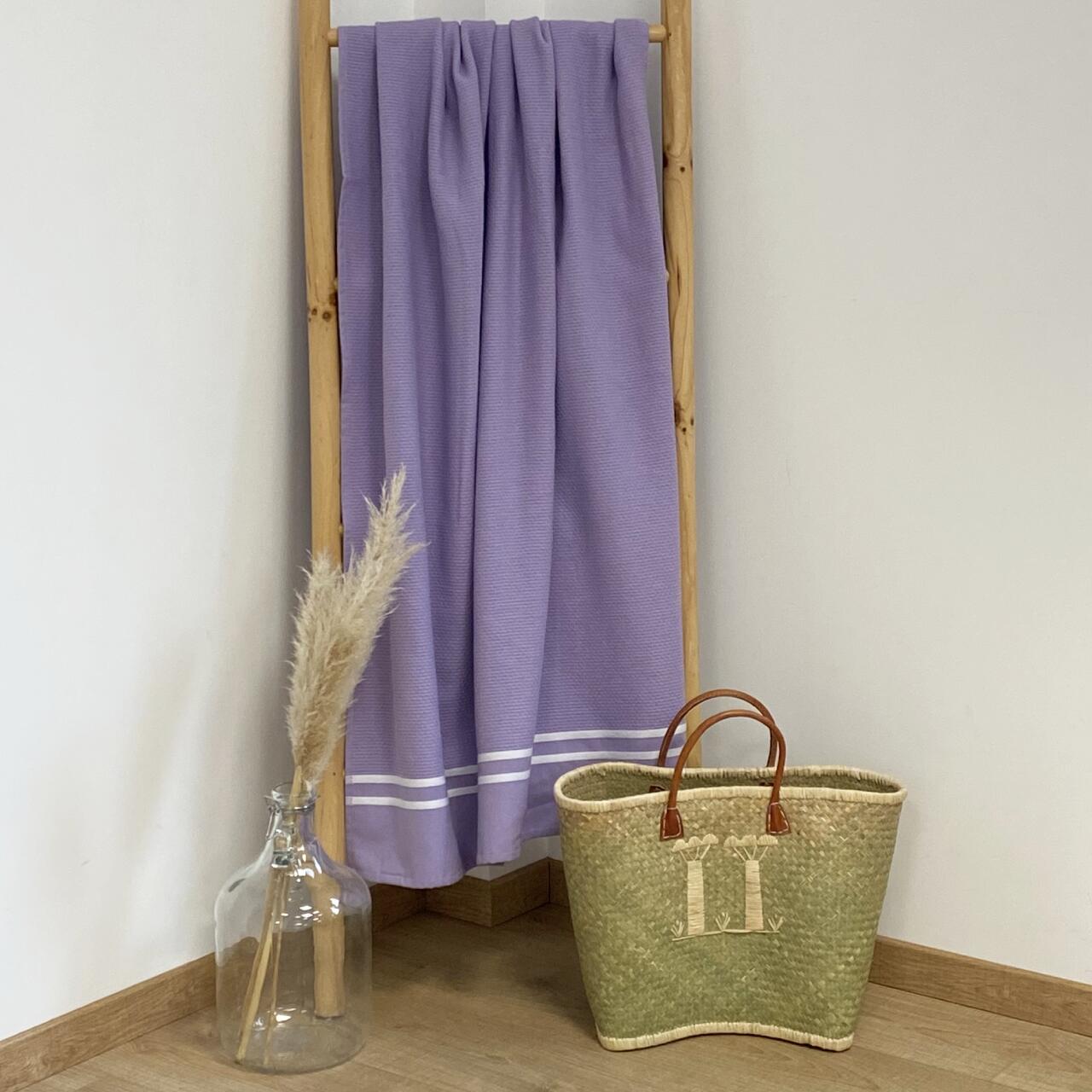 Fouta met badstof voering - Waffle Orchidee - 90x170cm - 355g/m² 2/3