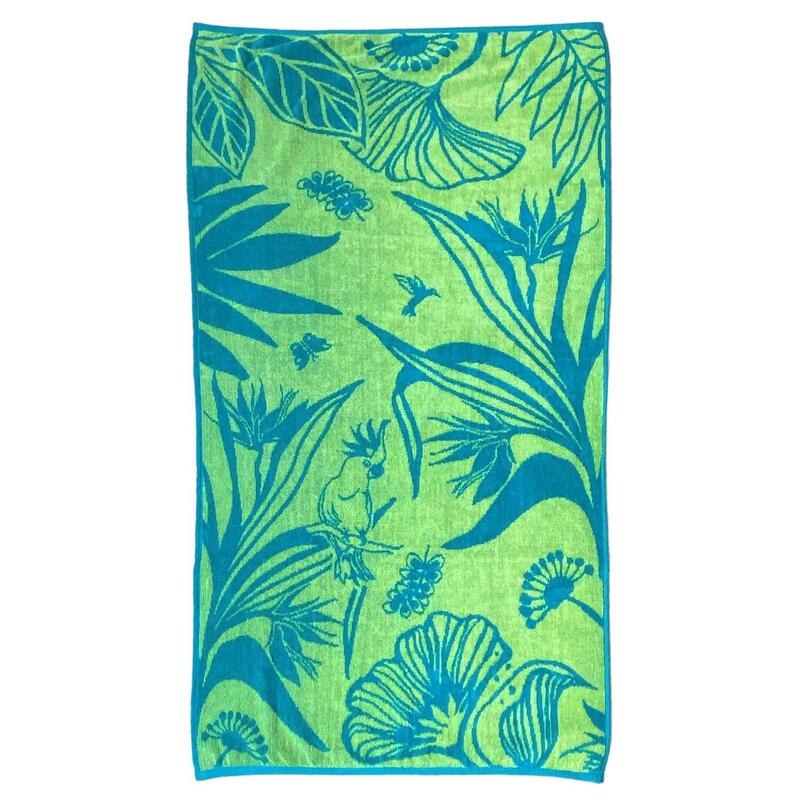 Serviette de plage éponge velours Jacquard Tawana 70x140 400g/m² vert