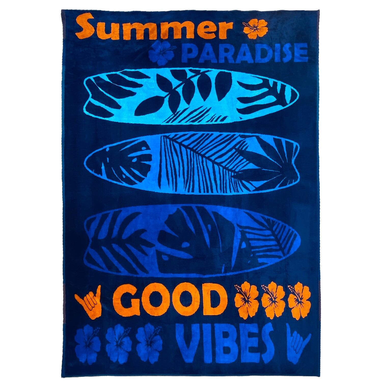 Le Comptoir De La Plage - Serviette De Plage Éponge Velours Jacquard Fairyland 140x180 400g/m² - Serviette - Bleu - 48 Xl - Decathlon