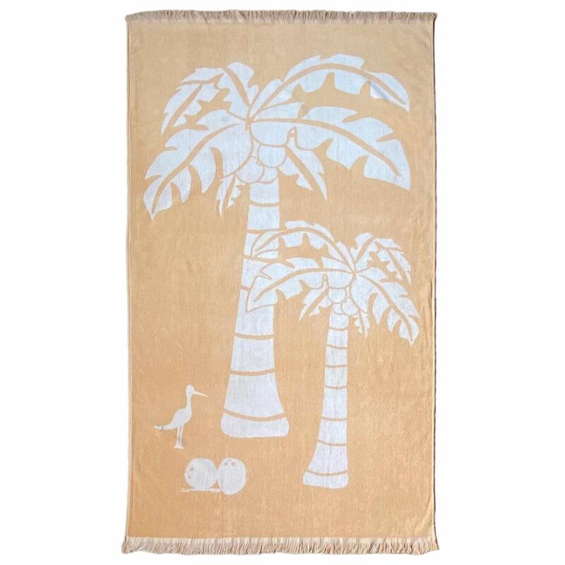 Strandlaken jacquard fluweel met Cocobeach franjes 90x170 390g/m² - Cocobeach