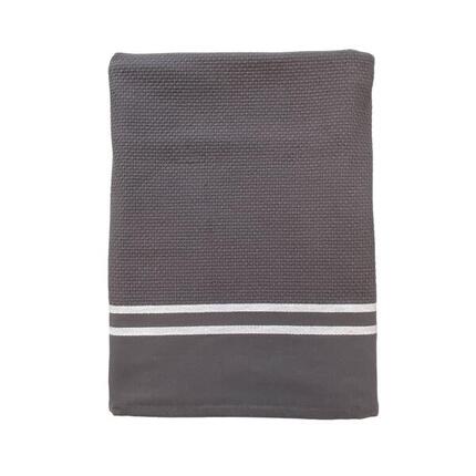 Fouta doublée éponge Waffle Anthracite 90x170 355g/m²