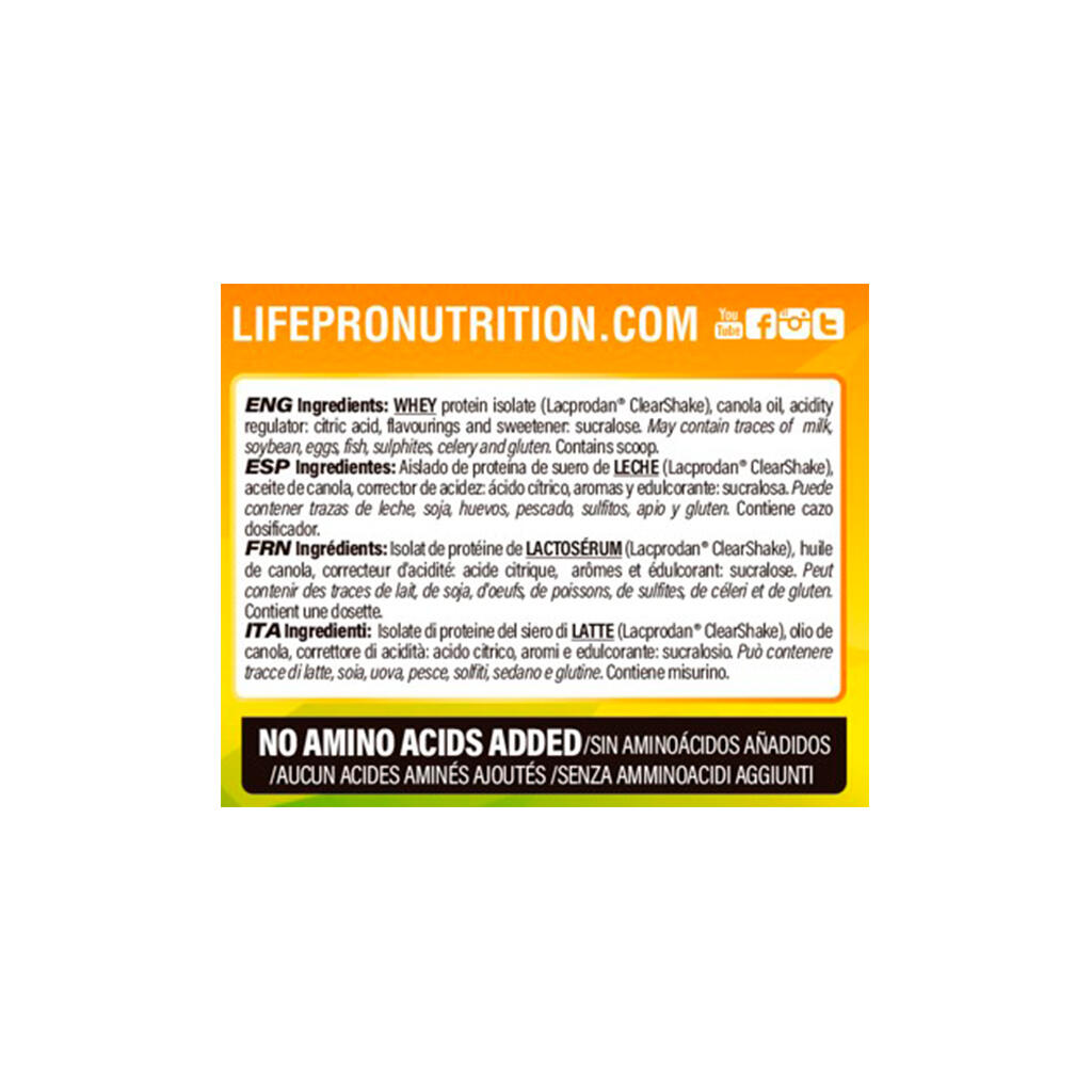 Proteína de suero Life Pro Clear Isolate Zero 800g 3/4