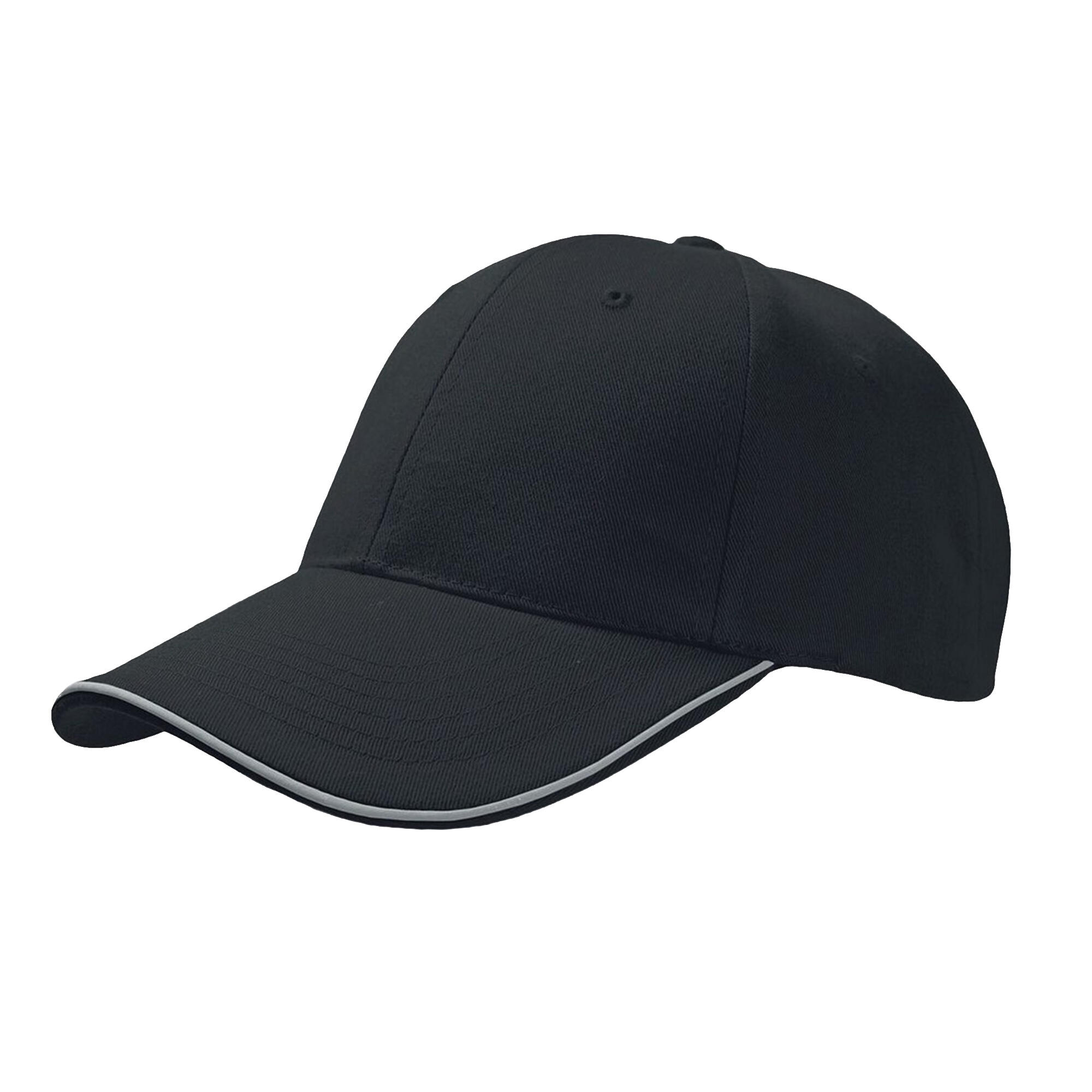 ATLANTIS Reflect 6 Panel Reflective Piping Baseball Cap (Black)