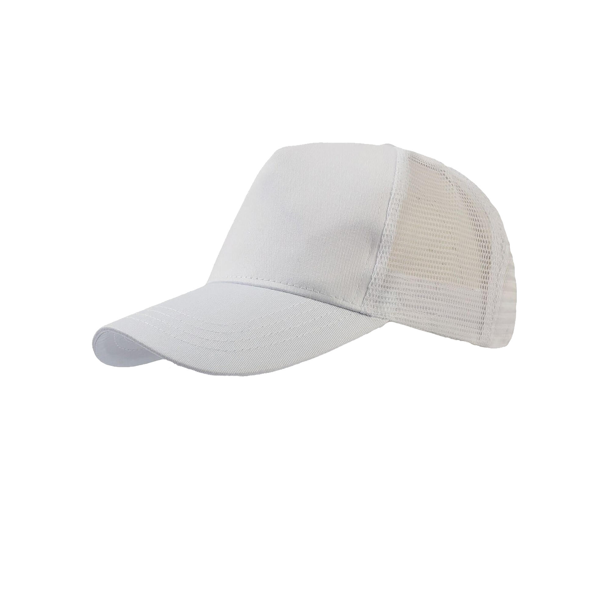 ATLANTIS Rapper Cotton 5 Panel Trucker Cap (White/White)