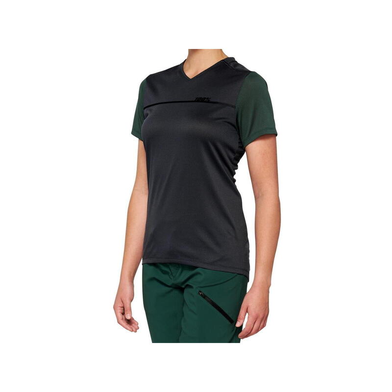 Ridecamp Womens Short Sleeve Jersey - Charcoal/Forest Green