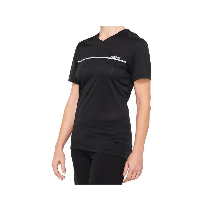 Maillot Ridecamp de manga corta para mujer - negro/gris