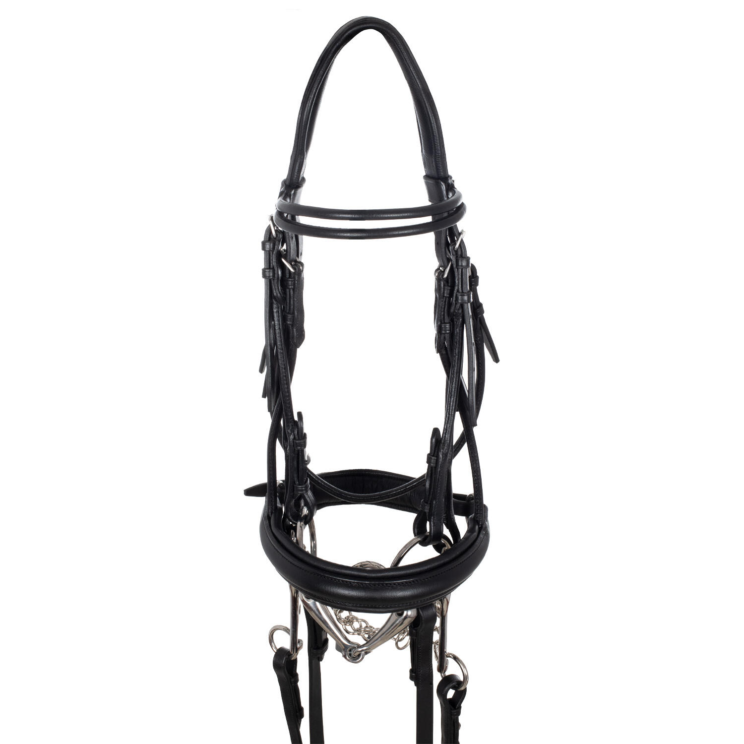 BRIGLIA DRESSAGE DOPPIO FRONTALINO TUBOLARE 1/4