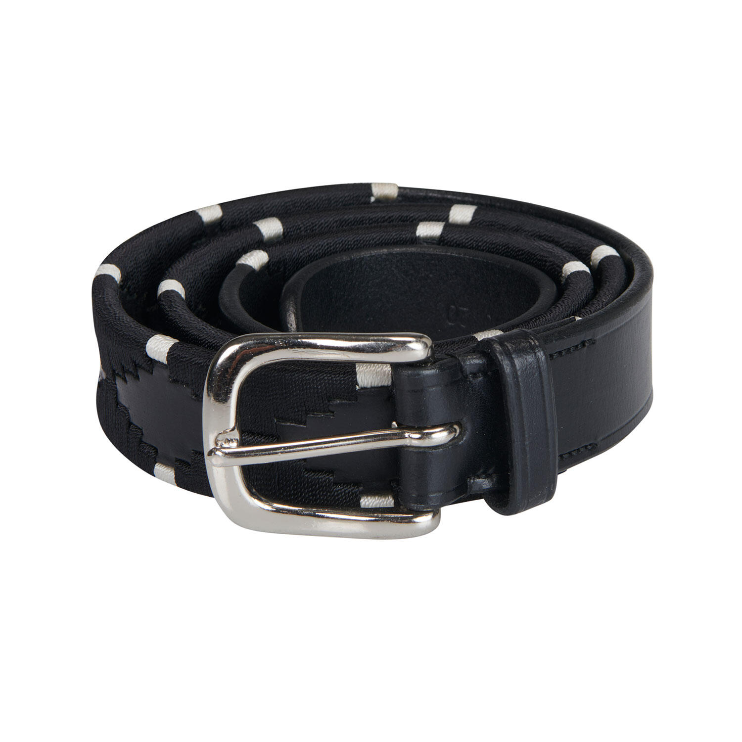 EQUESTRO Horse paardrijden lederen riem met zwart -wit borduurwerk
