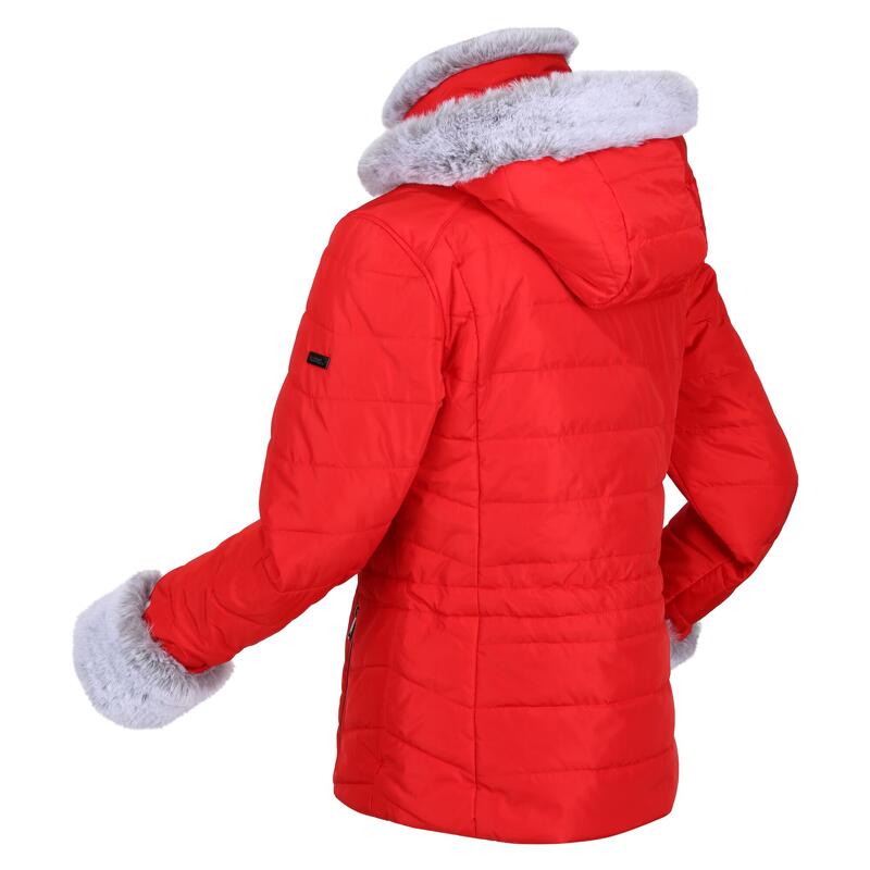 Chaqueta Willabella Ribete de Piel Sintética para Mujer Código Rojo