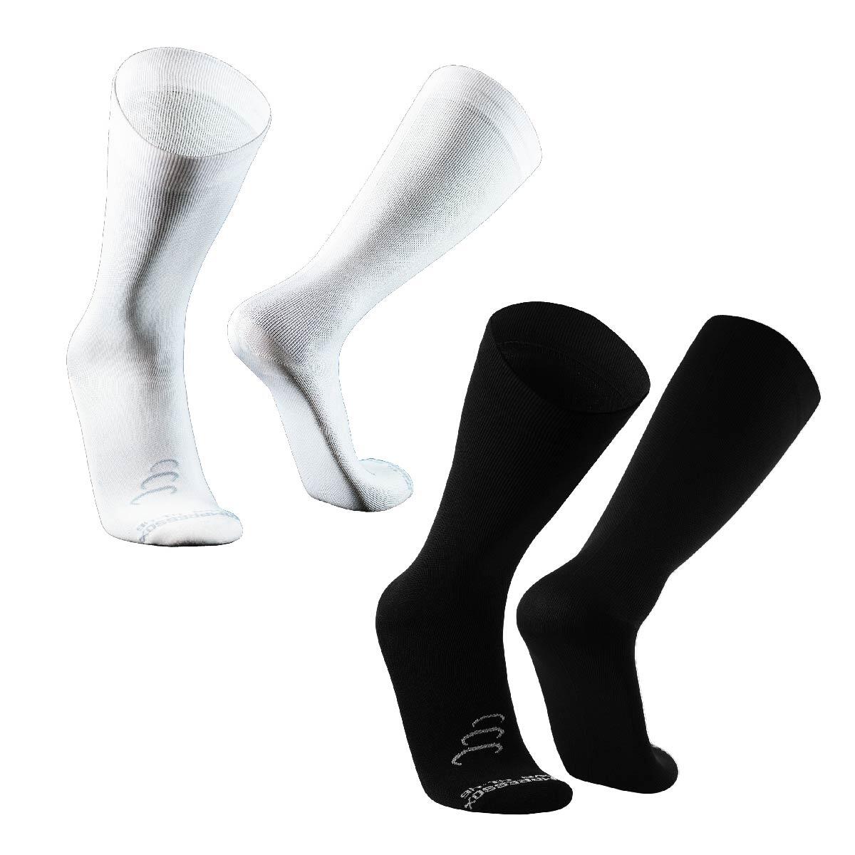 Silvera Nanotech - Chaussettes Compression 15-20 Homme Femme Récupération Varices Voyage Coton Pima - Chaussettes De Compression - Blanc|noir - Sm - Decathlon