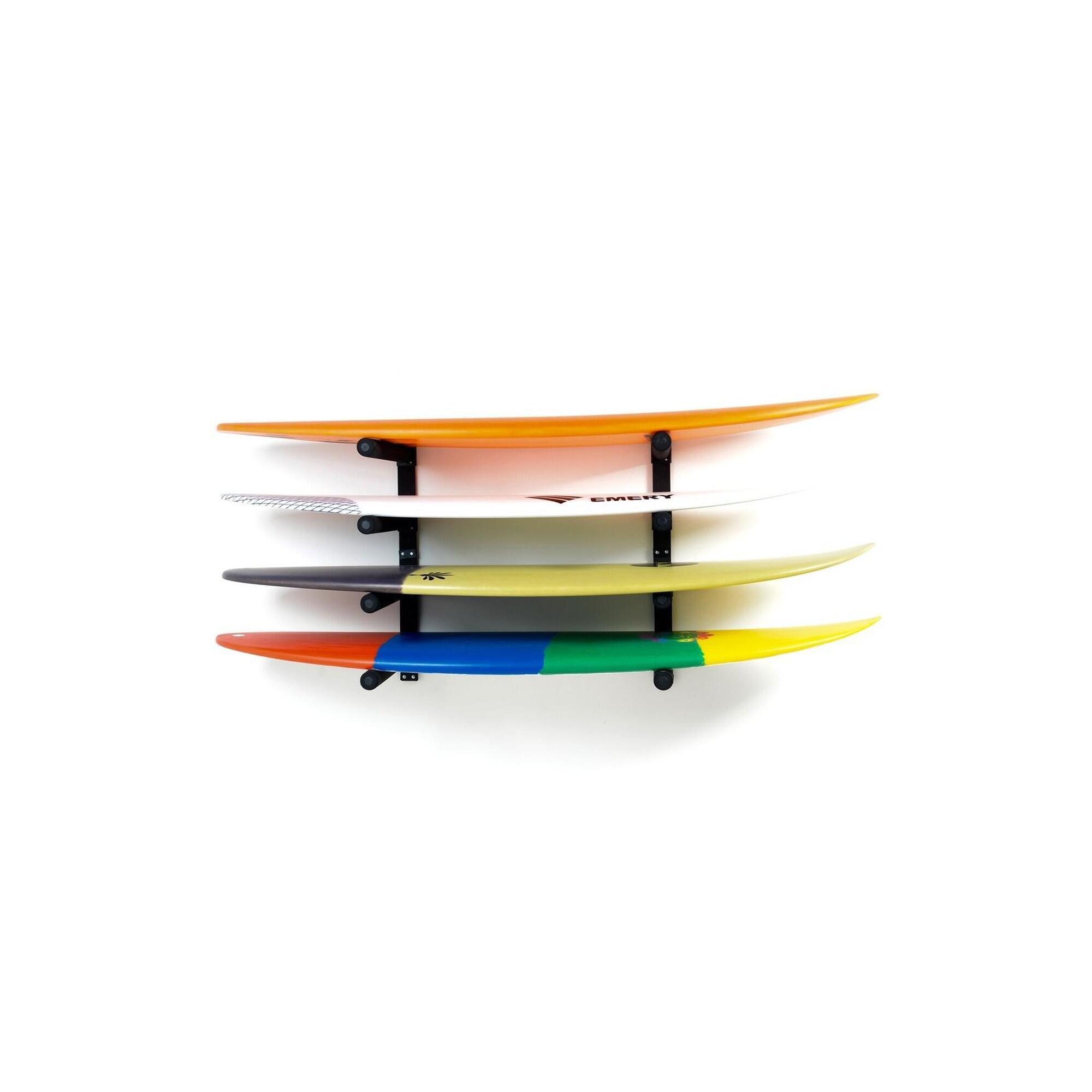 SURFSYSTEM - Suporte Quádruplo de Parede em Rack (Shortboards, Longboards, SUPs)