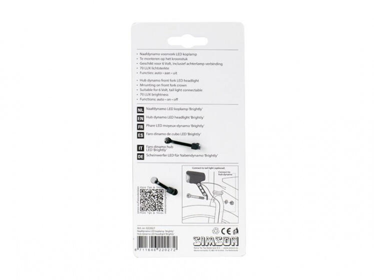 koplamp Brightly auto/aan/uit dynamo 70 lux 6/7