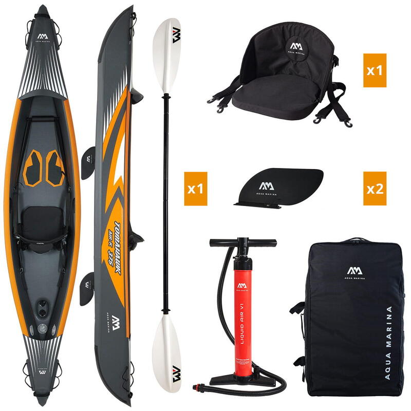 Aqua Marina AIR-K 375 + KP-1 Inflatable Kajak Aufblasbares Kayak 1 Personen