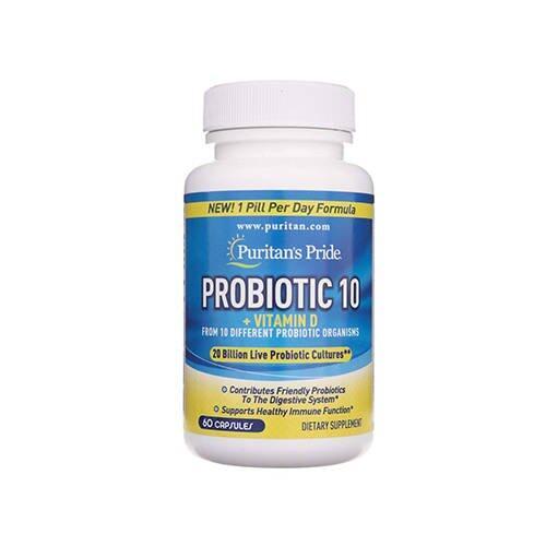 Suplement diety Puritan's Pride Probiotic 10 + Witamina D - 60 kapsułek
