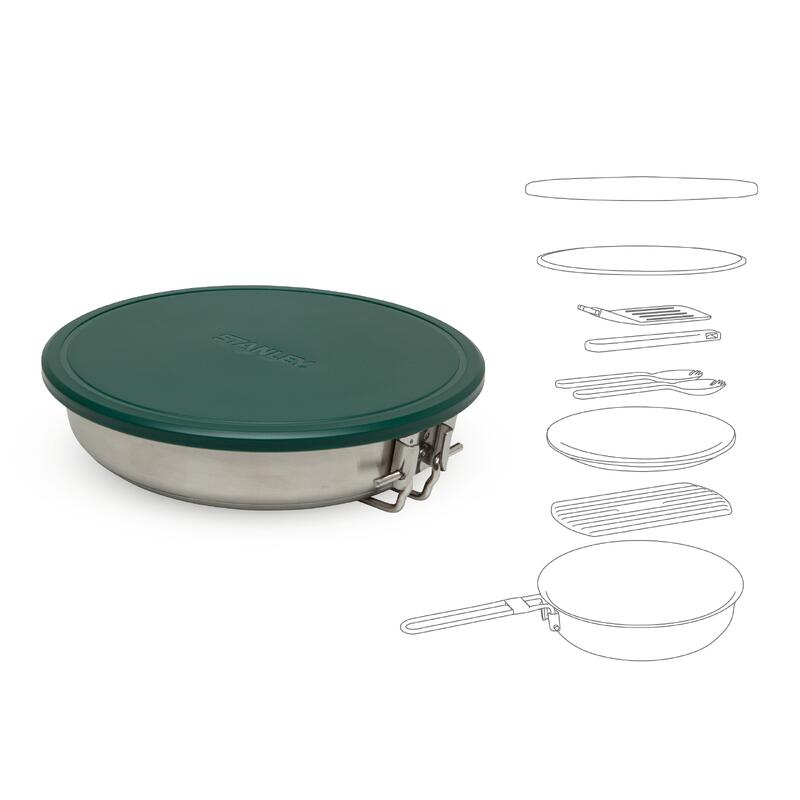 Set Da Cucina Camp 9 Pezzi Gavetta Da Campeggio Padella Acciaio Inox - 2 Persone