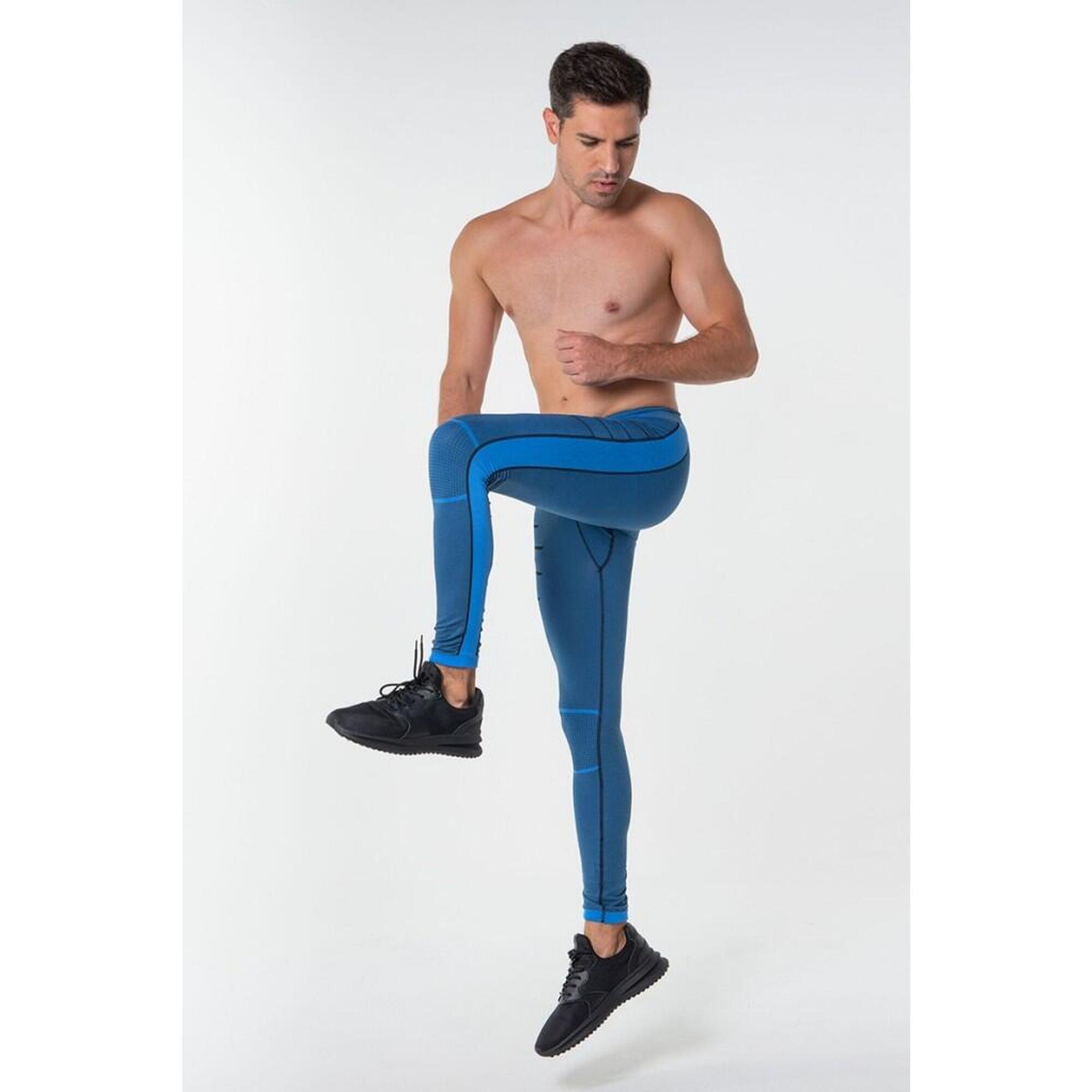 Calças Justas Cardio Training Homem Azul Anaissa 2/5