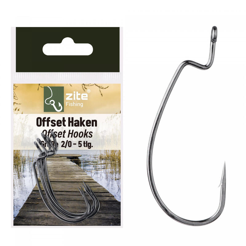 Offset-Haken-Set 5 Stk Angelhaken für Gummiköder Größe 2/0 Barsch&Zander
