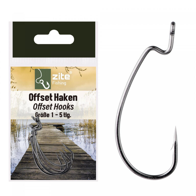 Offset-Haken-Set 5 Stk Angelhaken für Gummiköder Größe 1 Barsch&Zander