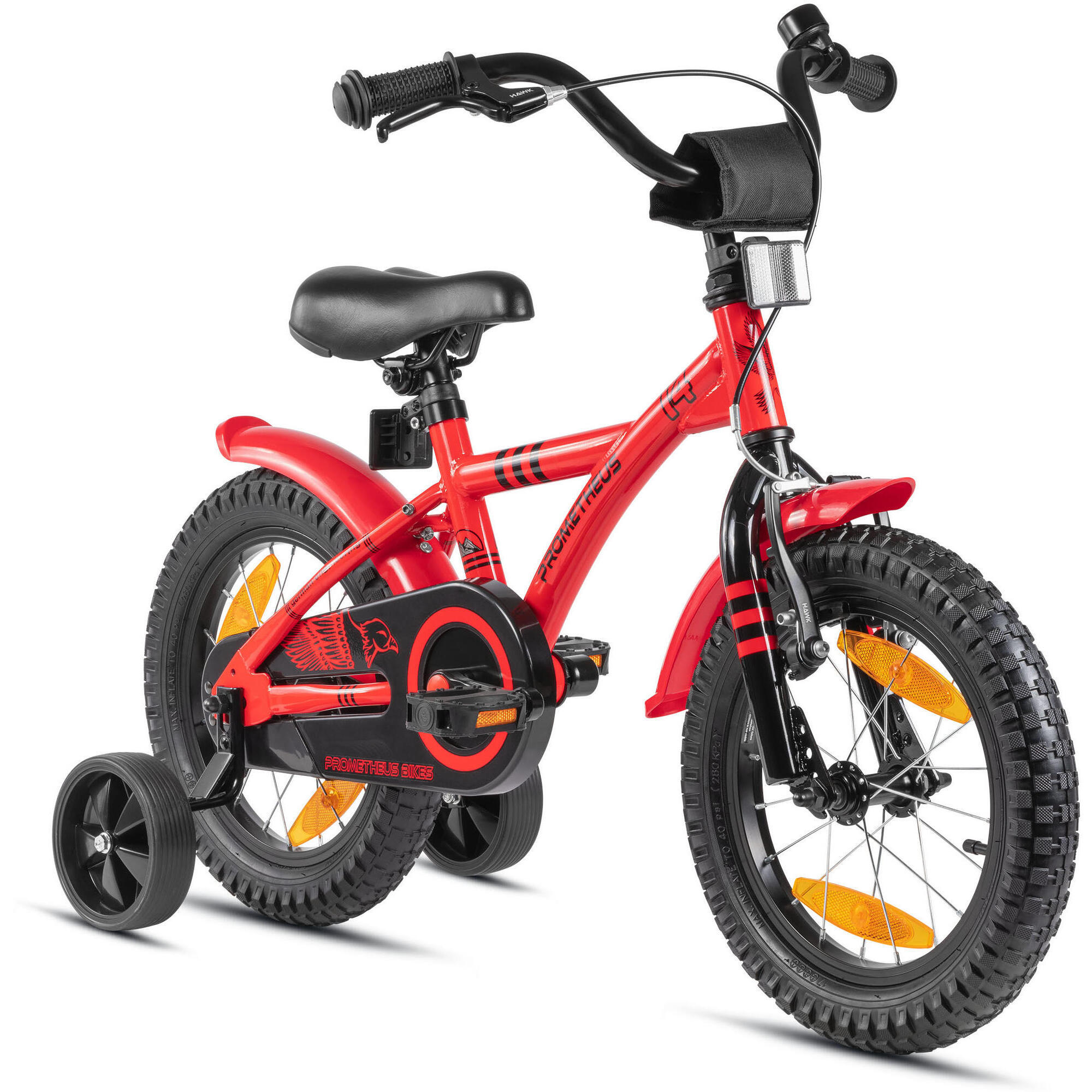 Prometheus Bicycles - Vélo 14 Pouces Enfant 3-5 Ans Avec Roues Stabilisateurs Et Rétropédalage - Vélo Enfant - Noir|rouge - 14" - Decathlon