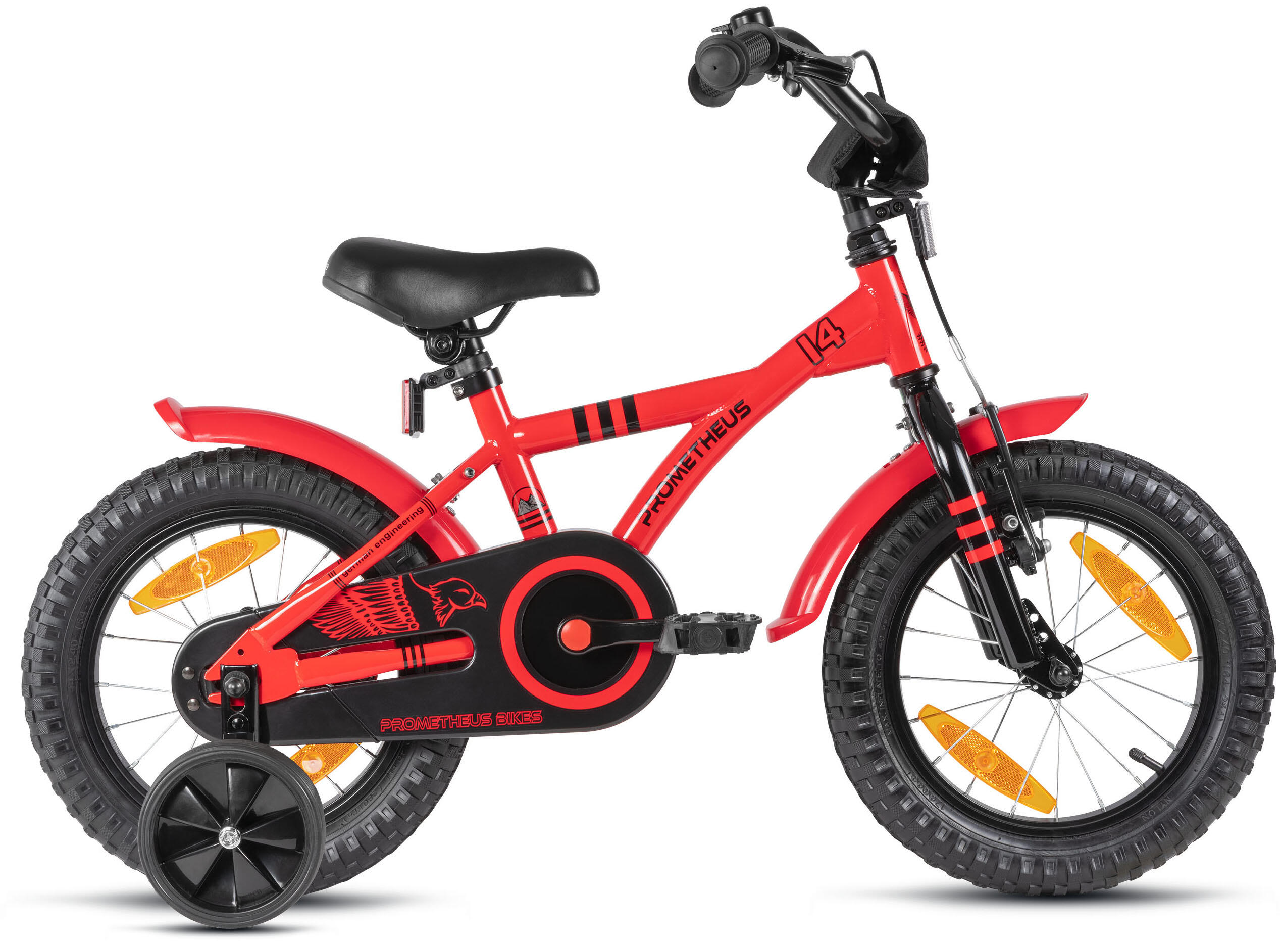 Kinderfiets 14 inch vanaf 3 -5 jaar fiets met terugtraprem en zijwieltjes 3/8
