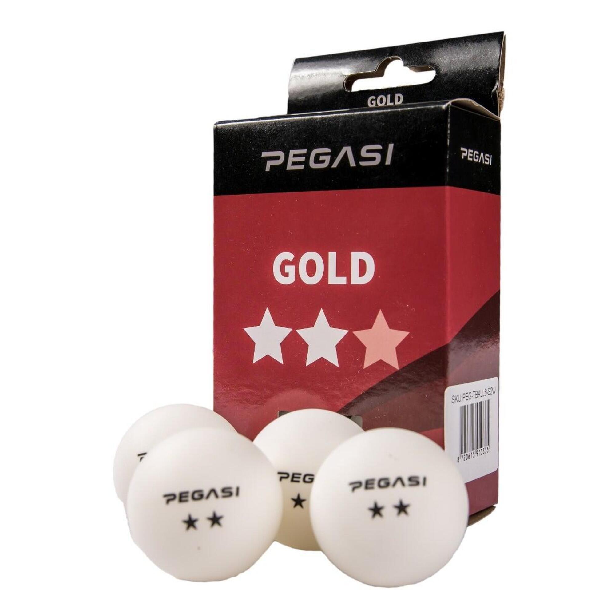 Pegasi 2 ster pingpong ballen 6st. Wit 1/3