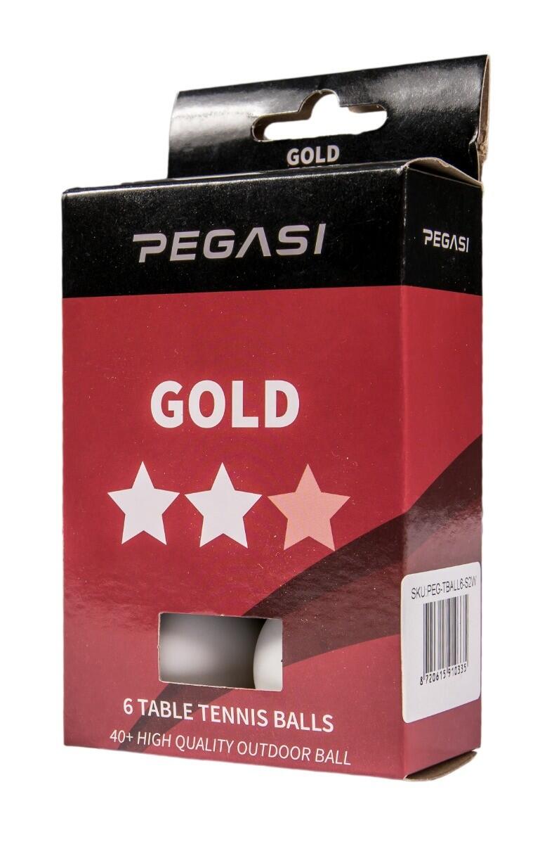 Pegasi 2 ster pingpong ballen 6st. Wit 3/3