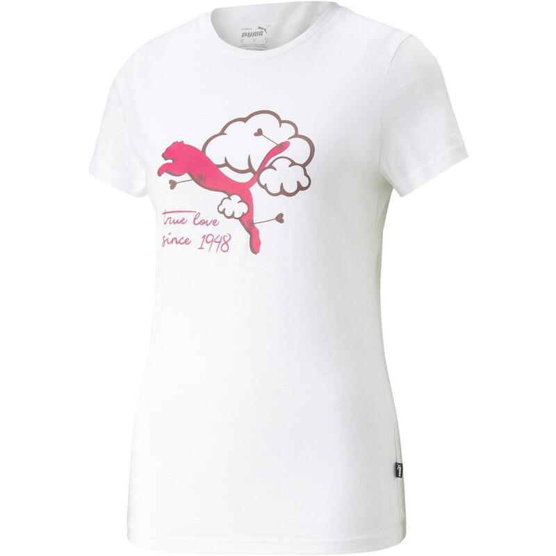 Camiseta Puma Graphics Valentine Tee, Blanco, Mujer