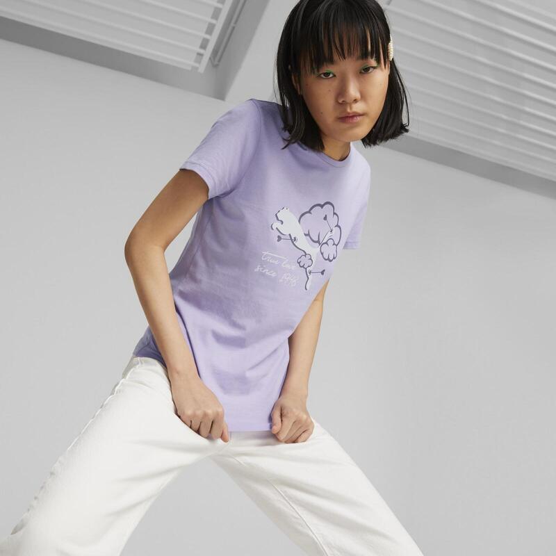 Camiseta Puma Graphics Valentine Tee, Púrpura, Mujer