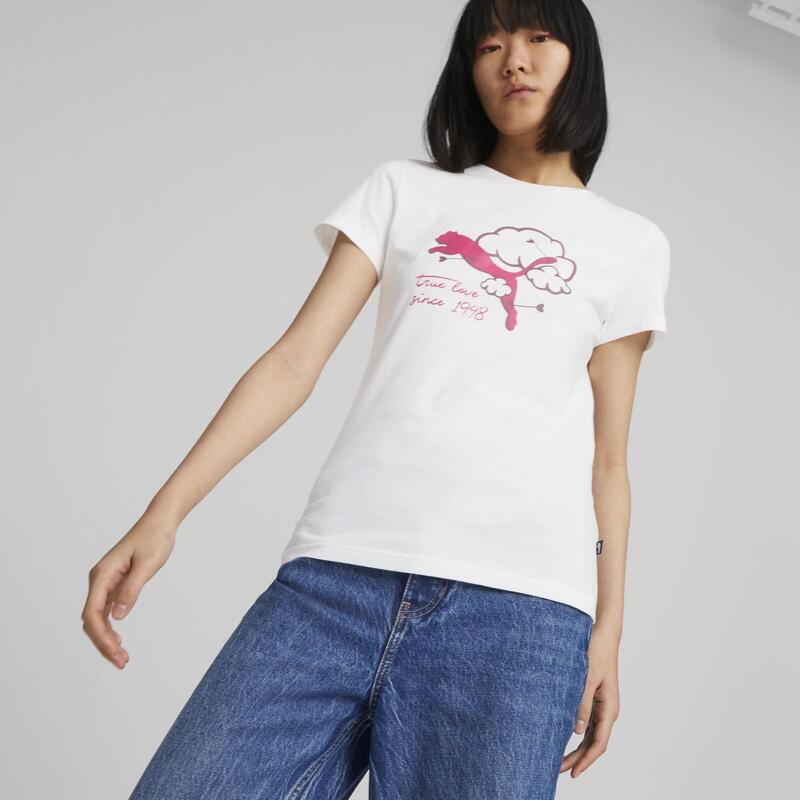 T-Shirt Puma Graphics Valentine Tee, Branco, Mulheres