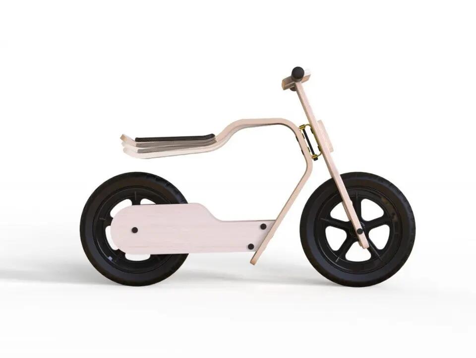 Bicicleta din lemn natural fara pedale RideMe MamaToyz 3/5